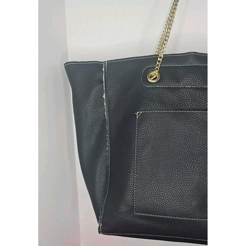 Steve Madden Black Faux Leather & Sherpa Travel Laptop Weeknd Bag‎ Large